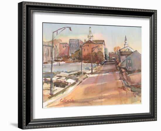 Church Street, Pittsfield MA-Stephen Calcasola-Framed Art Print