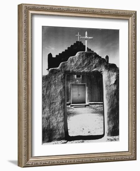 Church, Taos Pueblo, New Mexico, 1942, Taos Pueblo, Nm-Ansel Adams-Framed Photographic Print