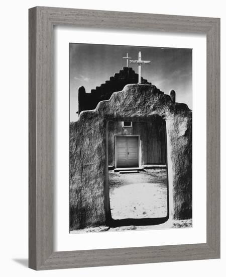 Church, Taos Pueblo, New Mexico, 1942, Taos Pueblo, Nm-Ansel Adams-Framed Photographic Print