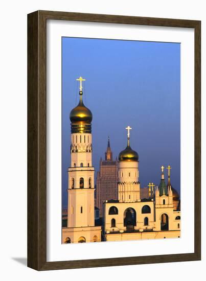 Church towers and crosses of the Kremlin, Moscow-Charles Bowman-Framed Photographic Print