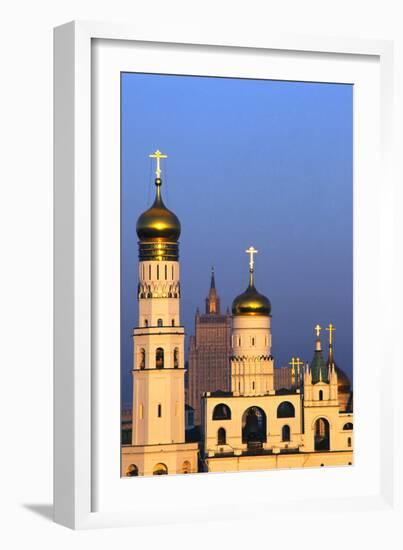 Church towers and crosses of the Kremlin, Moscow-Charles Bowman-Framed Photographic Print