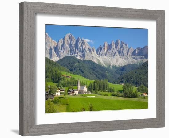 Church, Val di Funes, Bolzano Province, Trentino-Alto Adige/South Tyrol, Italian Dolomites, Italy-Frank Fell-Framed Photographic Print