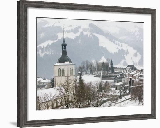 Church View from Gruyeres Castle, Gruyeres, Fribourg, Switzerland-Walter Bibikow-Framed Photographic Print