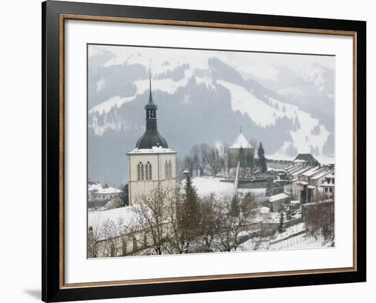 Church View from Gruyeres Castle, Gruyeres, Fribourg, Switzerland-Walter Bibikow-Framed Photographic Print