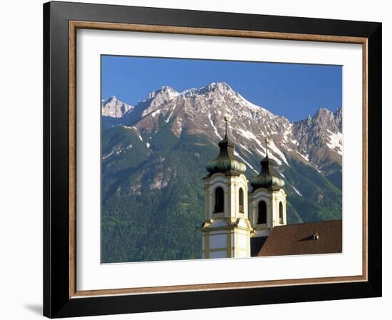 Church with Mountain Backdrop, Innsbruck, Tirol (Tyrol), Austria-Gavin Hellier-Framed Photographic Print