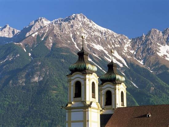 Church With Mountain Backdrop Innsbruck Tirol Tyrol Austria Photographic Print Gavin Hellier Art Com