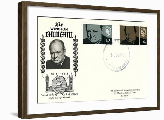 Churchill First Day Cover-null-Framed Art Print