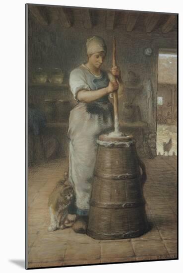 Churning Butter, 1866-68-Jean-François Millet-Mounted Giclee Print