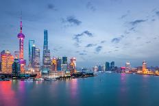 Shanghai in Nightfall, Beautiful Metropolitan Cityscape , China-chuyuss-Photographic Print