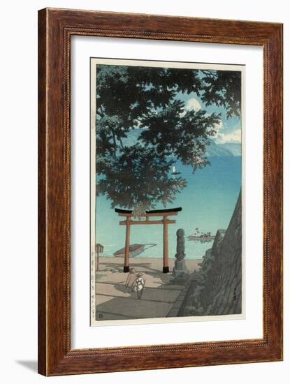 Chuzenji Temple at Utagahama - Tori Gate and Ferry-Kawase Hasui-Framed Giclee Print