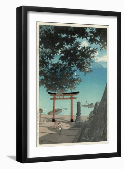 Chuzenji Temple at Utagahama - Tori Gate and Ferry-Kawase Hasui-Framed Giclee Print