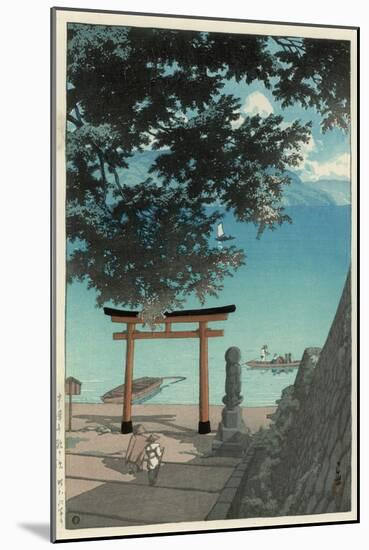 Chuzenji Temple at Utagahama - Tori Gate and Ferry-Kawase Hasui-Mounted Giclee Print