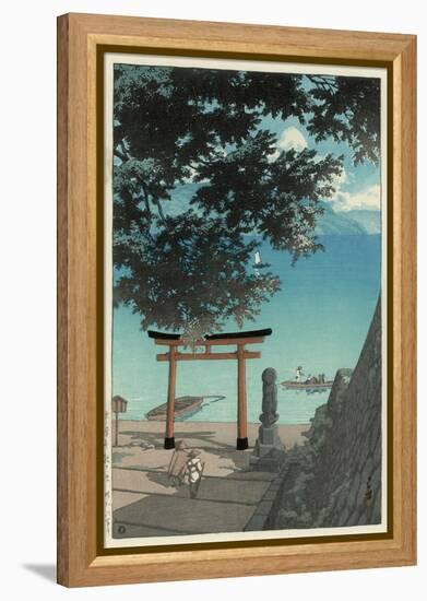 Chuzenji Temple at Utagahama - Tori Gate and Ferry-Kawase Hasui-Framed Premier Image Canvas