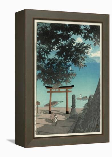 Chuzenji Temple at Utagahama - Tori Gate and Ferry-Kawase Hasui-Framed Premier Image Canvas