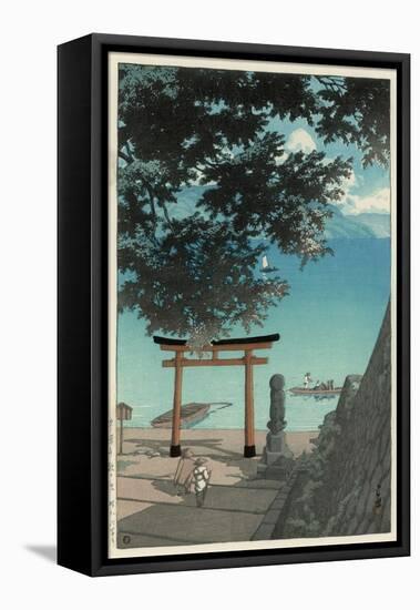 Chuzenji Temple at Utagahama - Tori Gate and Ferry-Kawase Hasui-Framed Premier Image Canvas