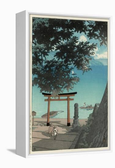 Chuzenji Temple at Utagahama - Tori Gate and Ferry-Kawase Hasui-Framed Premier Image Canvas