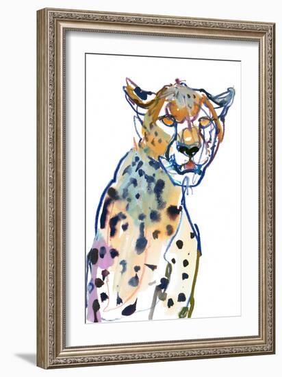 Chyulu Cheetah, 2022, (mixed media on paper)-Mark Adlington-Framed Giclee Print