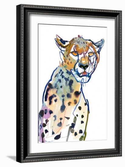 Chyulu Cheetah, 2022, (mixed media on paper)-Mark Adlington-Framed Giclee Print