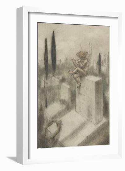 Ci git, projet d'illustration pour Le Jeu de grâces d'après Histoires souveraines de Villiers de-Armand Rassenfosse-Framed Giclee Print
