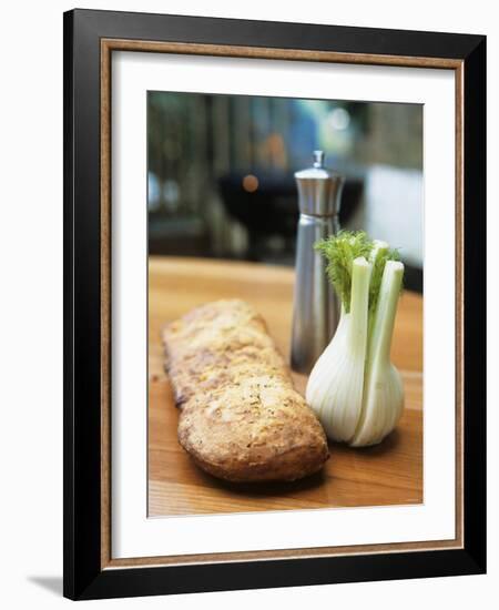 Ciabatta, Fennel Bulb and Pepper Shaker, Barbecue Behind-Véronique Leplat-Framed Photographic Print