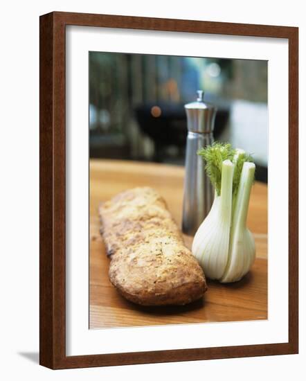 Ciabatta, Fennel Bulb and Pepper Shaker, Barbecue Behind-Véronique Leplat-Framed Photographic Print