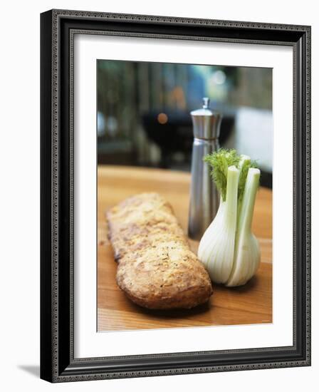 Ciabatta, Fennel Bulb and Pepper Shaker, Barbecue Behind-Véronique Leplat-Framed Photographic Print