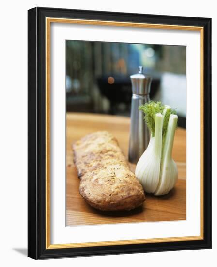 Ciabatta, Fennel Bulb and Pepper Shaker, Barbecue Behind-Véronique Leplat-Framed Photographic Print