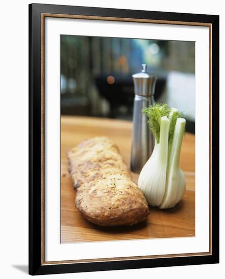 Ciabatta, Fennel Bulb and Pepper Shaker, Barbecue Behind-Véronique Leplat-Framed Photographic Print