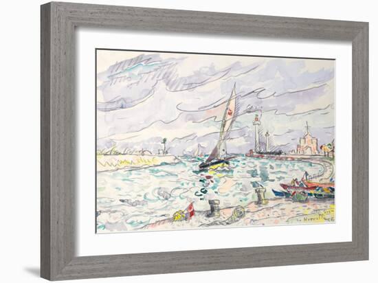 Ciboure, Saint-Jean-De-Luz, 1920 (W/C and Chalk on Paper Laid Down on Board)-Paul Signac-Framed Giclee Print