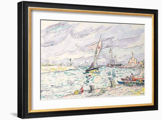 Ciboure, Saint-Jean-De-Luz, 1920 (W/C and Chalk on Paper Laid Down on Board)-Paul Signac-Framed Giclee Print