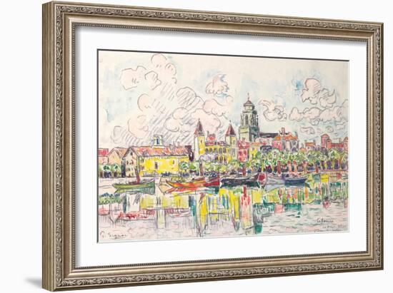 Ciboure, Saint-Jean-De-Luz, 1920 (W/C over Chalk on Paper Laid Down on Board)-Paul Signac-Framed Giclee Print