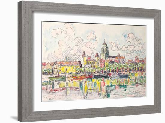 Ciboure, Saint-Jean-De-Luz, 1920 (W/C over Chalk on Paper Laid Down on Board)-Paul Signac-Framed Giclee Print