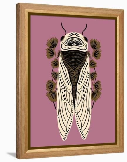 Cicada on Mauve-Tara Reed-Framed Stretched Canvas