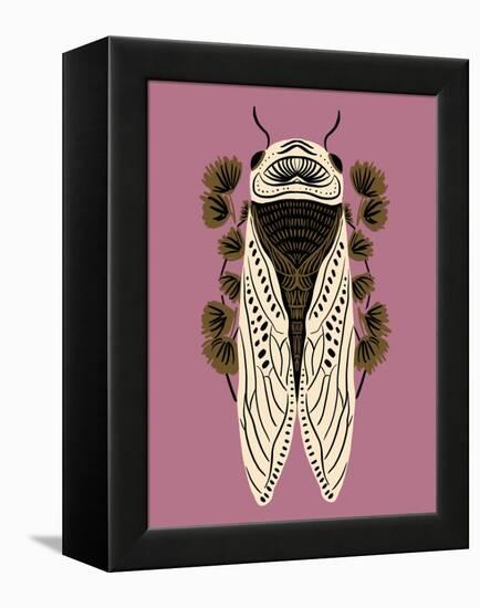 Cicada on Mauve-Tara Reed-Framed Stretched Canvas