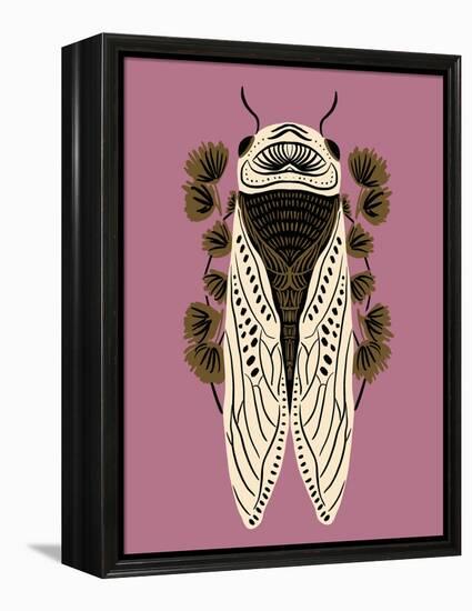 Cicada on Mauve-Tara Reed-Framed Stretched Canvas