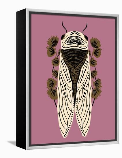 Cicada on Mauve-Tara Reed-Framed Stretched Canvas