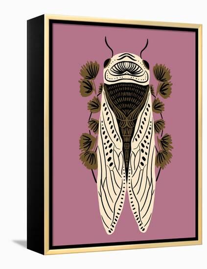 Cicada on Mauve-Tara Reed-Framed Stretched Canvas