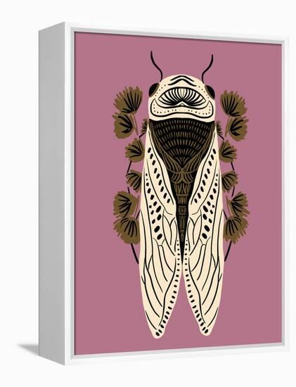 Cicada on Mauve-Tara Reed-Framed Stretched Canvas