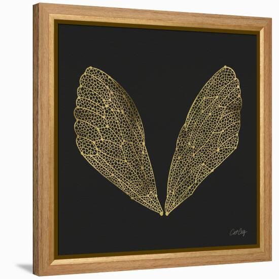 Cicada Wings in Gold Ink on Black-Cat Coquillette-Framed Premier Image Canvas