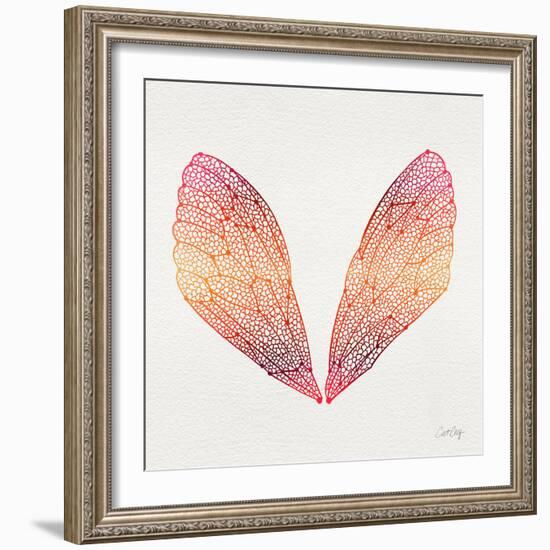 Cicada Wings in Red Ombre Ink-Cat Coquillette-Framed Giclee Print