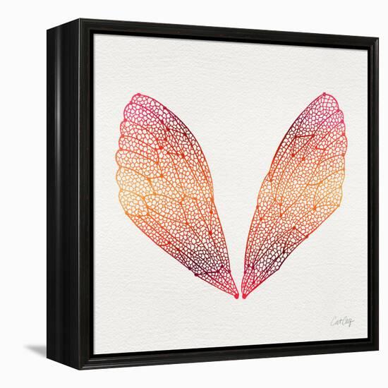 Cicada Wings in Red Ombre Ink-Cat Coquillette-Framed Premier Image Canvas