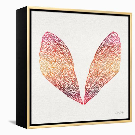 Cicada Wings in Red Ombre Ink-Cat Coquillette-Framed Premier Image Canvas