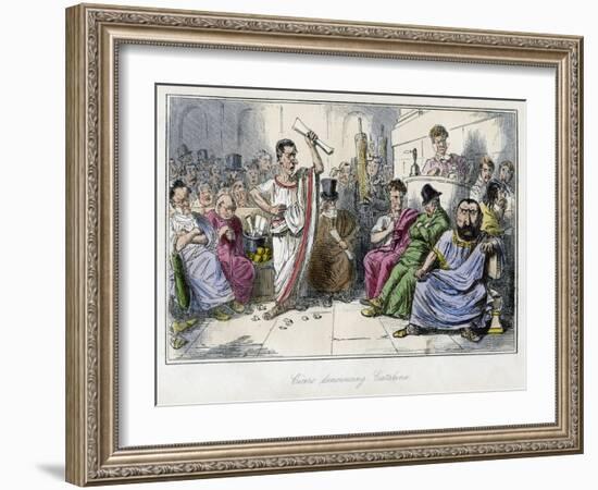 Cicero Denouncing Cataline, 1850S-John Leech-Framed Giclee Print