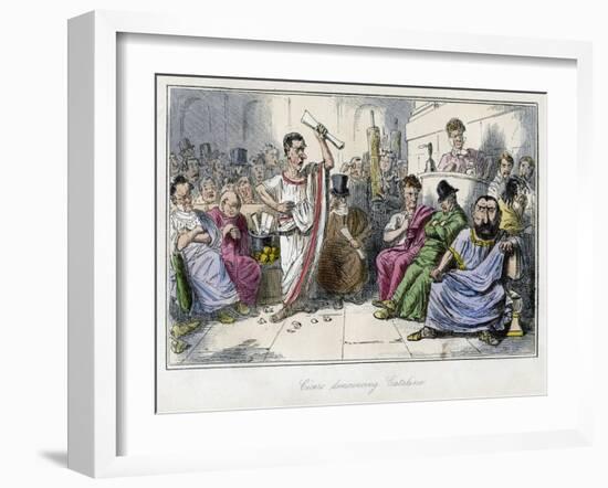 Cicero Denouncing Cataline, 1850S-John Leech-Framed Giclee Print