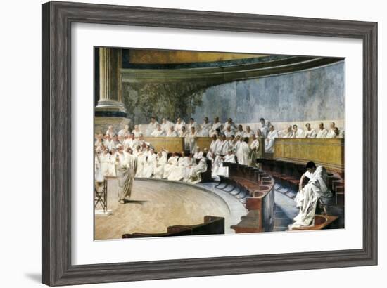 Cicero Denouncing Catiline-Cesare Maccari-Framed Art Print