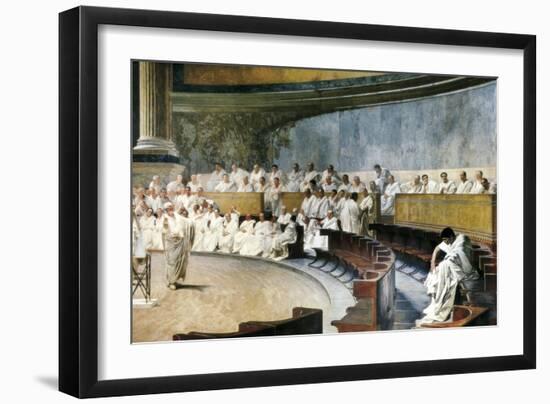 Cicero Denouncing Catiline-Cesare Maccari-Framed Art Print