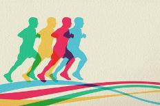 Vintage Multicolor Running Man-cienpies-Art Print