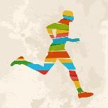 Colorful Runners Silhouette-cienpies-Art Print