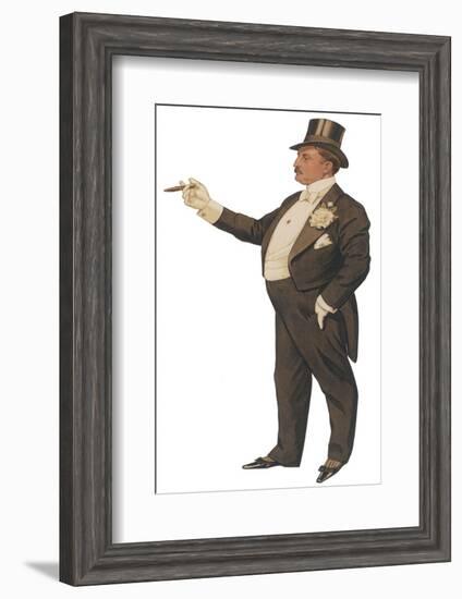 Cigar Smoking Gentleman in a Black Tail-Coat and Trousers White Waistcoat Bowtie and Gloves Top Hat-null-Framed Photographic Print