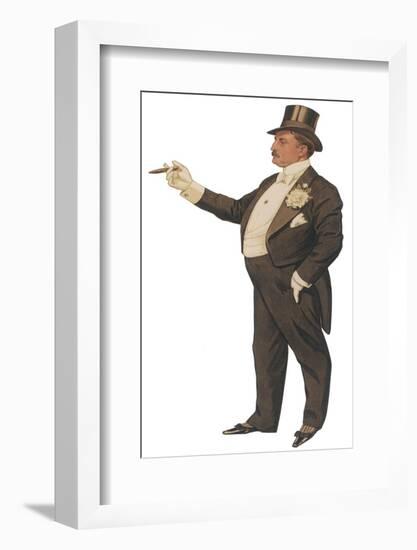 Cigar Smoking Gentleman in a Black Tail-Coat and Trousers White Waistcoat Bowtie and Gloves Top Hat-null-Framed Photographic Print